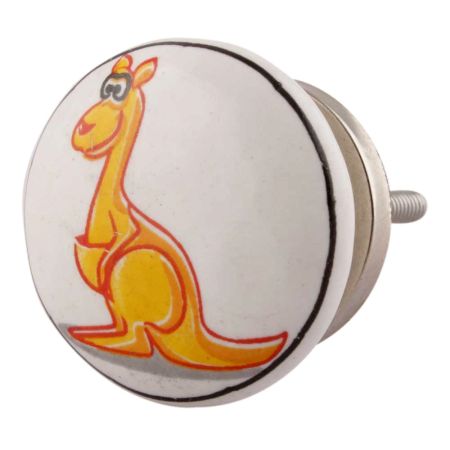 Orange Kangaroo Ceramic Flat Furniture Knob Online